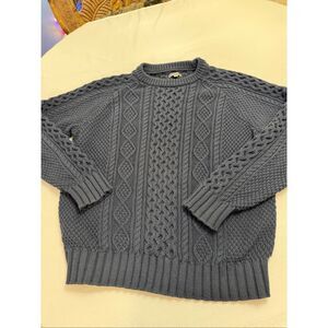 L.L. Bean Signature Navy Blue Cable Knit Fisherman Sweater Size XL